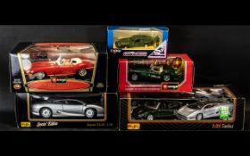 Five Die Cast Models, to include a Maisto Limited Edition Jaguar 220, Maitso twin pack with Jaguars,