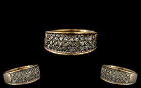 Ladies 9ct Gold Diamond Pavé Ring, Stamped 375, Gross Weight 4.4g Ring Size N ½.