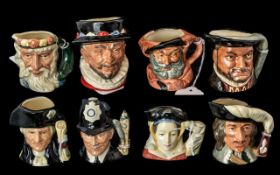 Royal Doulton - Fine Collection of Eight ( 8 ) Assorted Miniature Character Jugs.