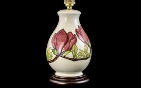 Moorcroft - Large Pink Magnolia Lamp Base. Approx 11.5 Inches High. Please See Photo.