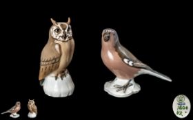 Bing and Grondahl Three Towers Hand Painted Pair of Porcelain Bird Figures ( 2 ) In Total.