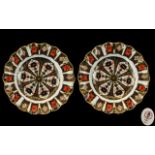 Royal Crown Derby Superb Pair of Shaped Imari Pattern - Gold Banded Cabinet Plates.