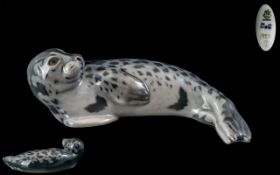 Bing and Grondahl Three Towers Hand Painted Porcelain Figure ( Rare ) ' Sea Lion ' Pup. Ref No 1927.