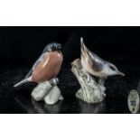 Bing and Grondahl Three Towers Pair of Hand Painted Porcelain Bird Figures.