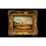 19th Century Oil on Canvas, indistinctly signed, depicting shipping off the coast,