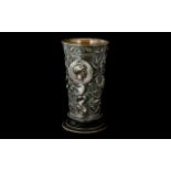Bronze Carved Goblet, with classical decorative discs to front and back,