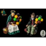 Royal Doulton Pair of Ceramic Figures ( 2 ) In Total. Comprises 1/ Balloon Man, HN1954. Designer L.