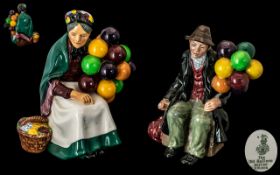 Royal Doulton Pair of Ceramic Figures ( 2 ) In Total. Comprises 1/ Balloon Man, HN1954. Designer L.