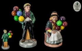 Royal Doulton Early Pair of Hand Painted Ceramic Figures. Comprises 1/ Balloon Boy, HN2934.