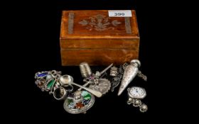 Collection of Costume Jewellery In Small Wooden Box.