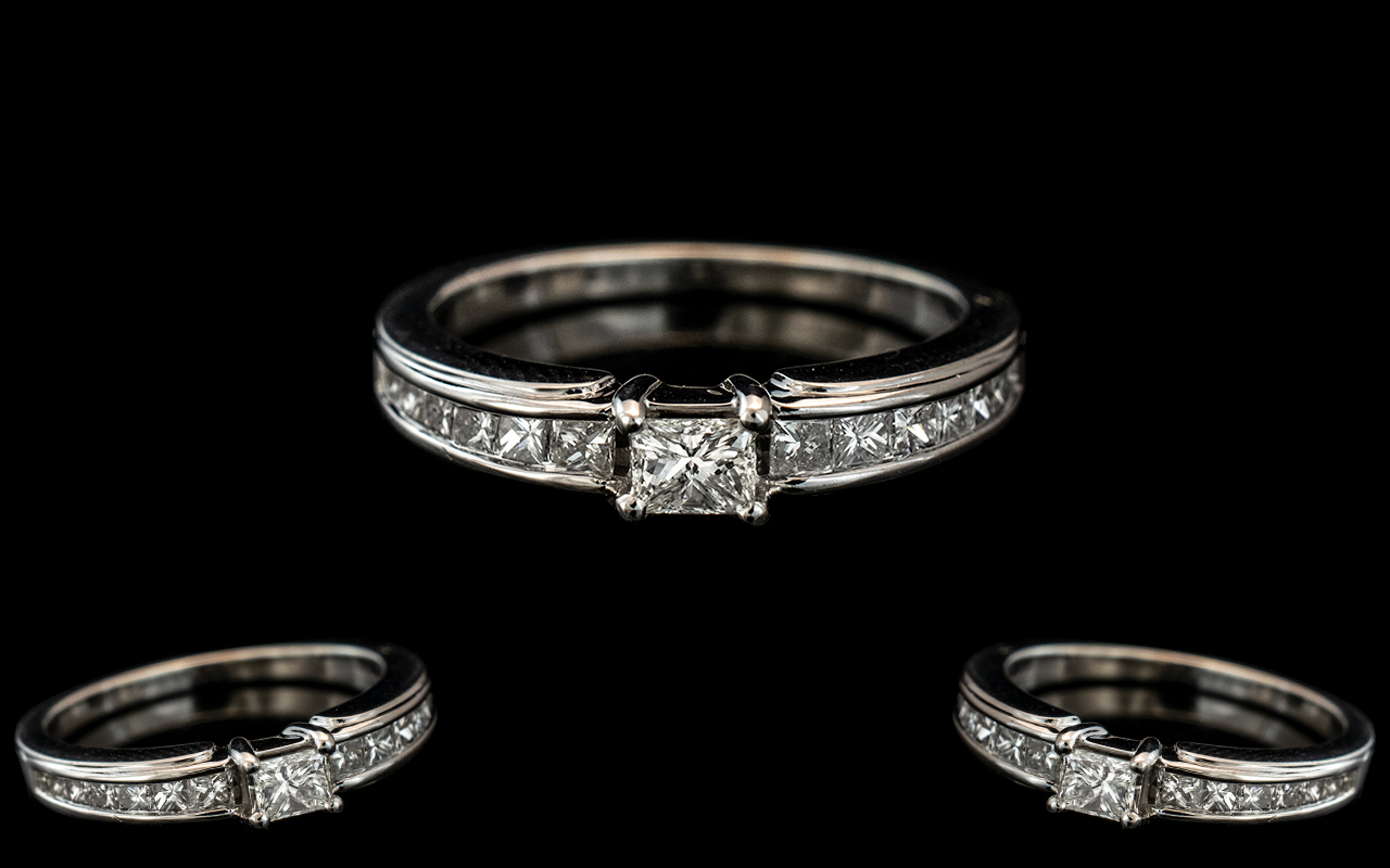 18ct White Gold - Superb Quality Diamond Set Dress Ring of Contemporary Design.