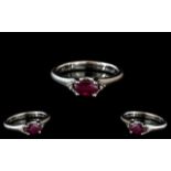 Platinum - Modernistic and Attractive Ruby and Diamond Set Dress Ring.
