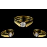 Ladies Attractive - 18ct Gold Stylish Set Single Stone Diamond Ring,