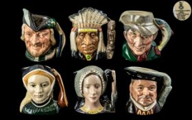 Royal Doulton Collection of ( 6 ) Assorted Hand Painted Small Character Jugs.