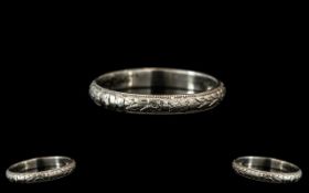 Platinum Floral Embossed Ring, Stamped PLAT, Gross Weight 2.