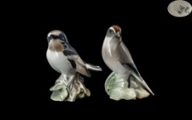 Bing and Grondahl Three Towers Hand Painted Pair of Porcelain Bird Figures ( 2 ) In Total.