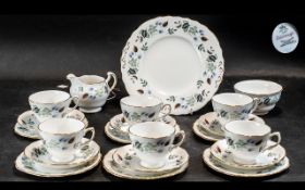 Colclough Bone China Tea Service, comprising a milk jug, sugar bowl, six tea cups, six saucers,