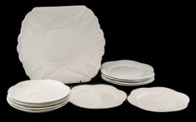 A Shelley Dainty White Tea Service comprising six cups, saucers and side plates. Together with bread