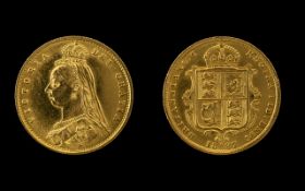 1887 Queen Victoria Shield Back Half Sovereign, 22ct Gold.