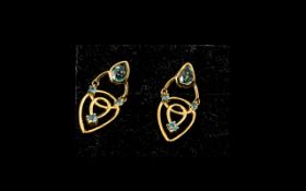 Blue Zircon Drop Earrings, 3cts of one of the earliest ever mined gemstones, natural zircon, here in