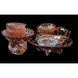 Collection of 1950's Depression Pink Glass Items,