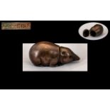 Rare Antique Novelty Vesta Case In the Form of a Mole. Lovely Patina with Age, Makers Mark to Base.