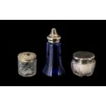 A Trio of Antique Period Silver Lidded / Topped Glass Pieces, All Fully Hallmarked.