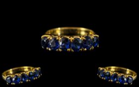 18ct Gold Superb Quality Burmese Blue Sapphire Set Ring gallery setting.