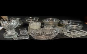 Quantity of Glass & Crystal Items, including an 8.5" Punch Bowl, a 9.25" Fruit Bowl, two 8.