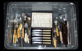 Quantity of Flatware, including mother of pearl handled cake forks,