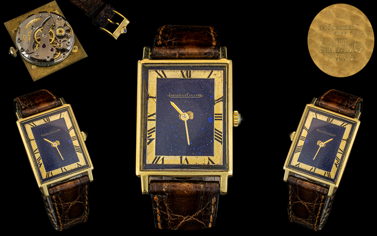 Jaeger Le Coultre 18ct Gold Mechanical Wristwatch with original Jaeger Le Coultre leather strap.