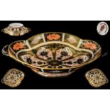 Royal Crown Derby Superb Imari Pattern Gold Banded - Twin Handle Shaped and Footed Bowl of