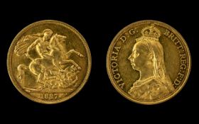 1887 Queen Victoria Shield Back Double Sovereign, 22ct Gold.