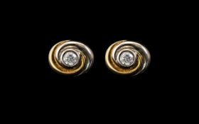 9ct Gold Diamond Stud Earrings, each Set With A Round Modern Brilliant Cut Diamond,