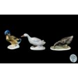 Rosenthal Early Trio of Hand Painted Duck Figures. All 1st Quality and Mint Condition.