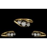Ladies - Attractive 18ct Gold 3 Stone Diamond Set Dress Ring. Full Hallmarks to Interior of Shank.