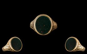 Gents Antique 15ct Gold Signet Ring Set With A Blood Stone, Fully Hallmarked For Chester B 1902,