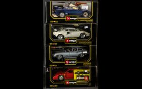 Four Burago Die Cast Models, to include the Lamborghini Ddiablo 1990 in blue, Lamborghini