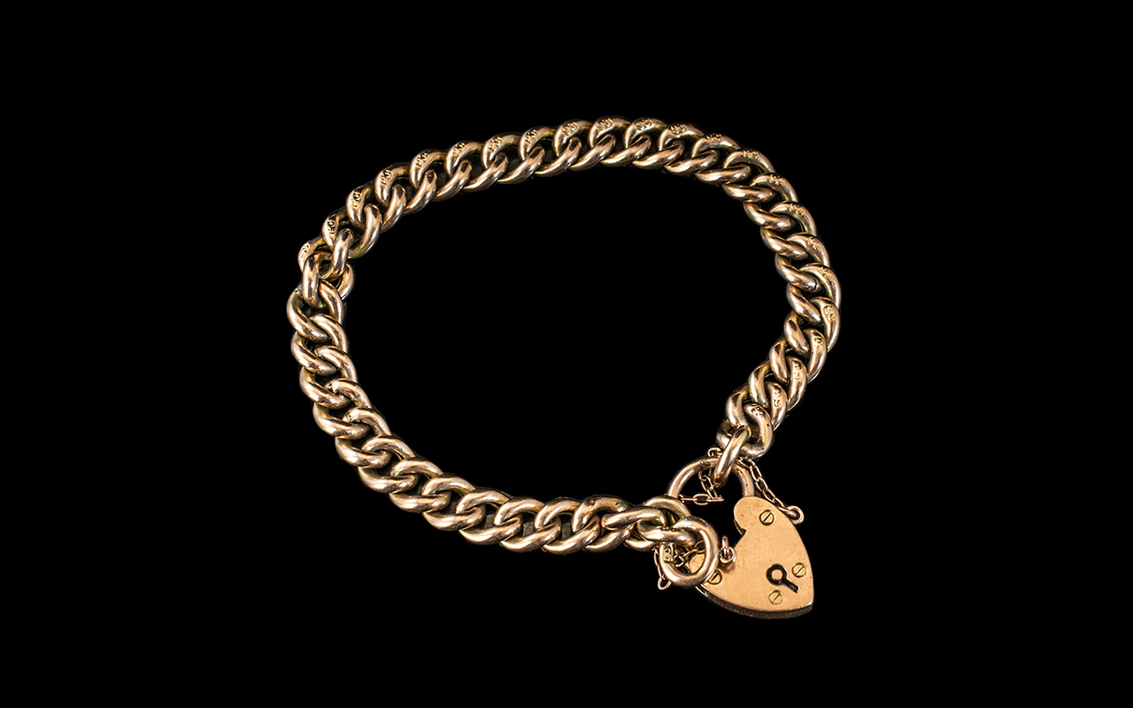 Edwardian 9ct Rose Gold Hollow Link Bracelet, Stamped 9c Too Each Link,