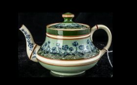 Moorcroft - Large Macintyre Forget-Me-Not Lidded Teapot, 6 Inches High. Condition Report - Chips