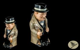 Royal Doulton - Large Hand Painted Ceramic Toby Jug ' Winston Churchill ' D6171.