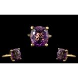 18ct Yellow Gold - Superb Large Amethyst Set Ring. Marked 18ct to Interior of Shank. The Faceted