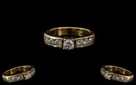 Ladies 18ct Gold - Attractive Diamond Set Dress Ring,