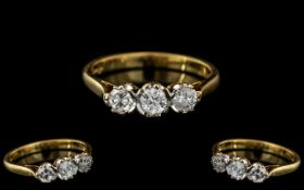 18ct Gold - Superb Quality 3 Stone Diamond Set Ring.
