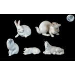 Royal Doulton Excellent Collection White Porcelain Figures ( 5 ) In Total.