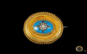 Victorian Period - Impressive and Attractive 9ct Gold Oval Shaped Ornate Brooch / Locket.