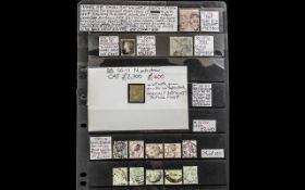 Stamps Interest GB small but valuable Queen Victoria selection on hagner from 1840 1d black. 1867