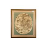 An Oval George III Sampler 'A Map of England 1808'. Modern frame, measures 49 cm x 40 cm.