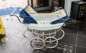 Child's Silver Cross Twin Pram, in cream and navy. A/f.