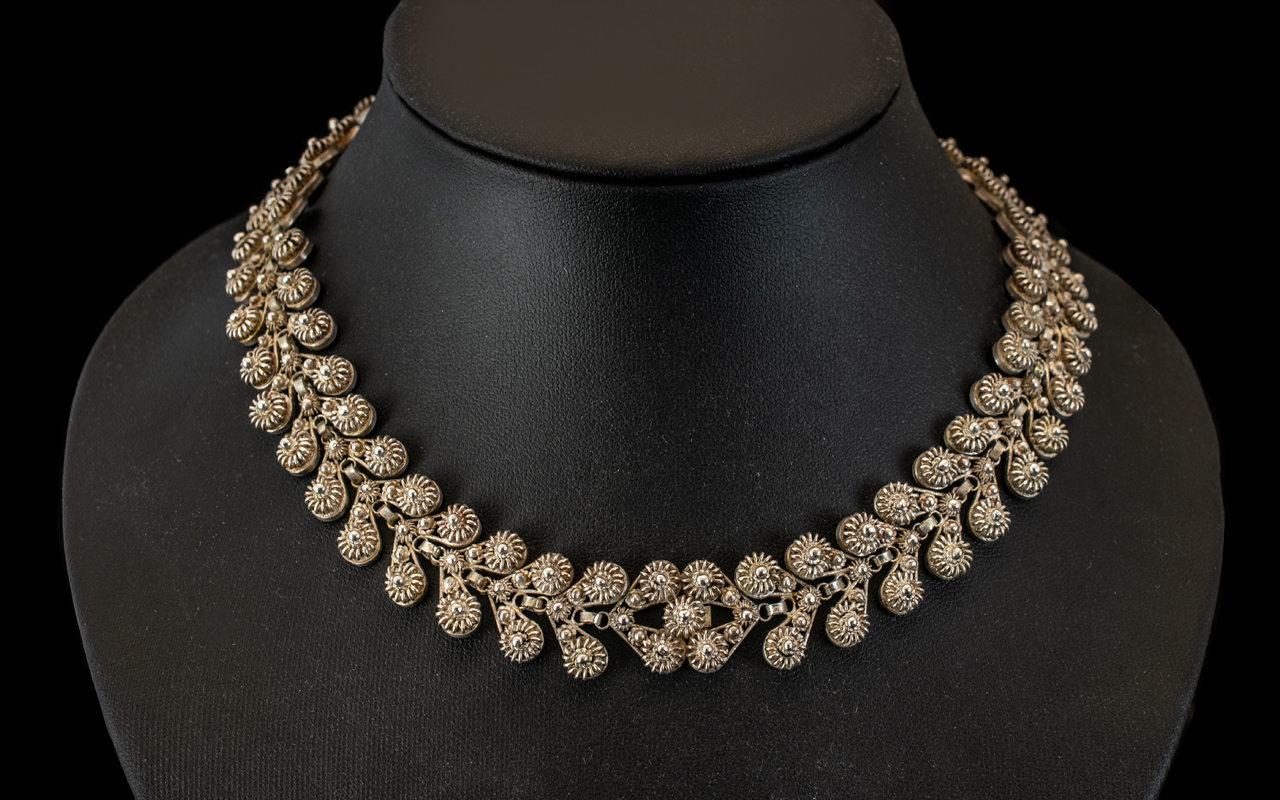 Silver Antique Statement Designed Necklace of Superior Quality and Design.